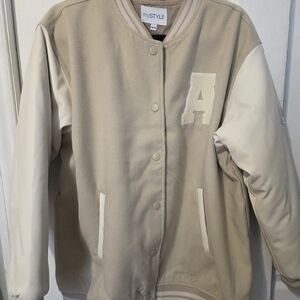 Beige & Cream My Style Ladies Varsity Jacket